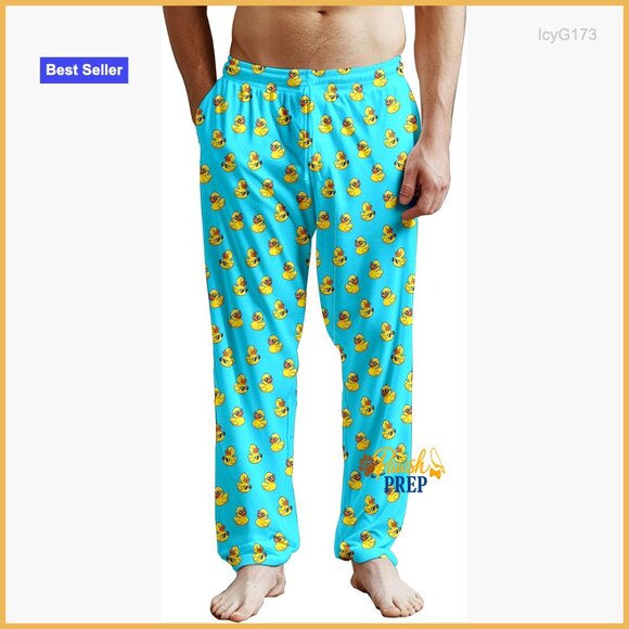 Men's Soft Polyester Pajama Pants with Pockets Drawstring Waist XXL